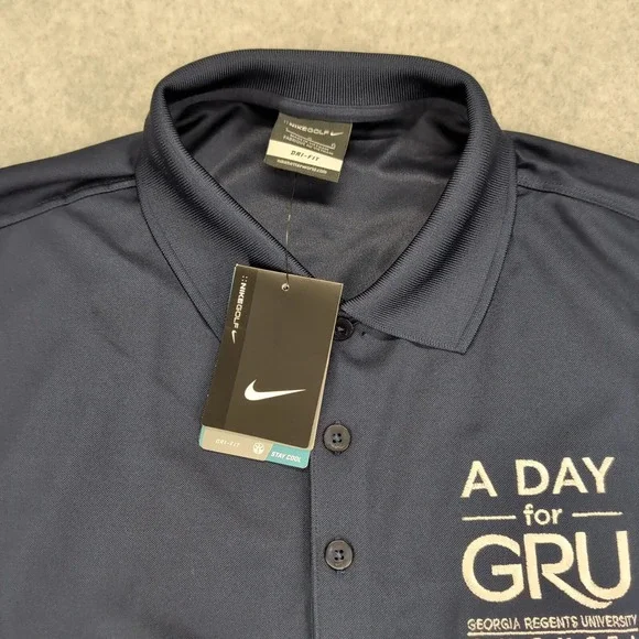 Nike Shirt Mens Large Blue Golf Polo‎ Dri-Fit Logo Swoosh Outdoor Performance - Picture 3 of 14